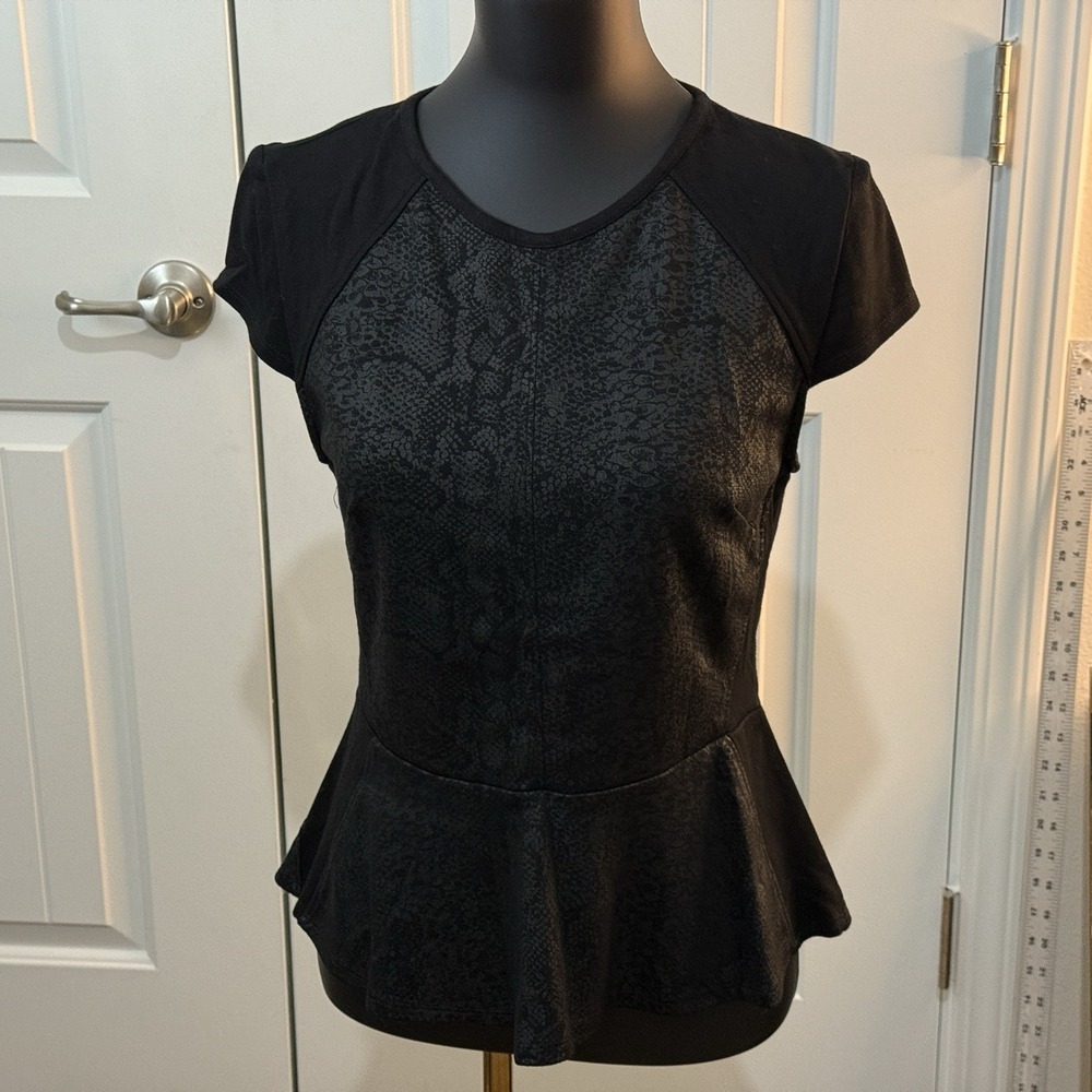 ROBERT RODRIGUEZ - Peplum‎ Blouse Small Black Snake Zipper